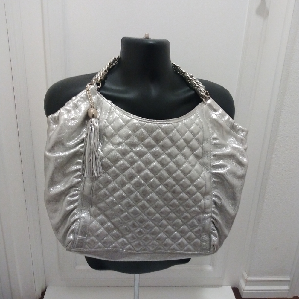 Vintage Giudit Silver Metallic Chrome Handbag Purse Made In Italy
